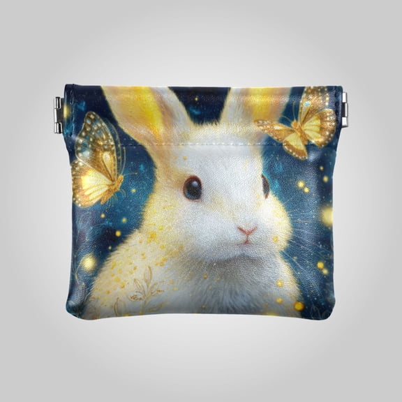 PU leather Coin Purses & Pouches - Wallets Card Cases with RFID Blocking - Slim Money Organizers for Daily Use Cute Rabbit and Butterfly