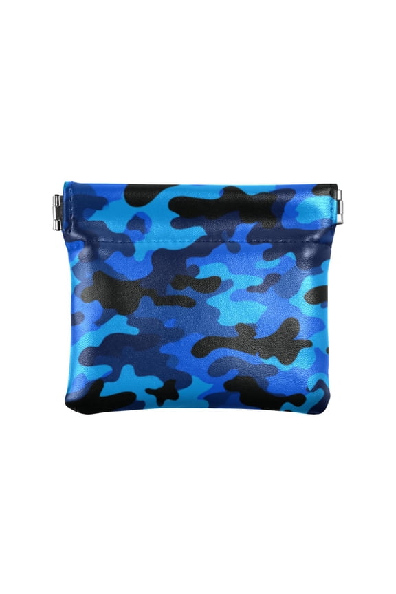 PU leather Coin Purses & Pouches - Wallets Card Cases with RFID Blocking - Slim Money Organizers for Daily Use Dark Blue Army Camouflage
