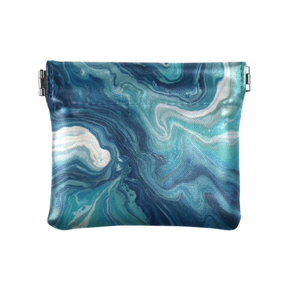 PU leather Coin Purses & Pouches - Wallets Card Cases with RFID Blocking - Slim Money Organizers for Daily Use Dark Blue Swirling