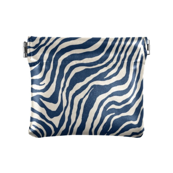 PU leather Coin Purses & Pouches - Wallets Card Cases with RFID Blocking - Slim Money Organizers for Daily Use Digital Blue Zebra Stripes