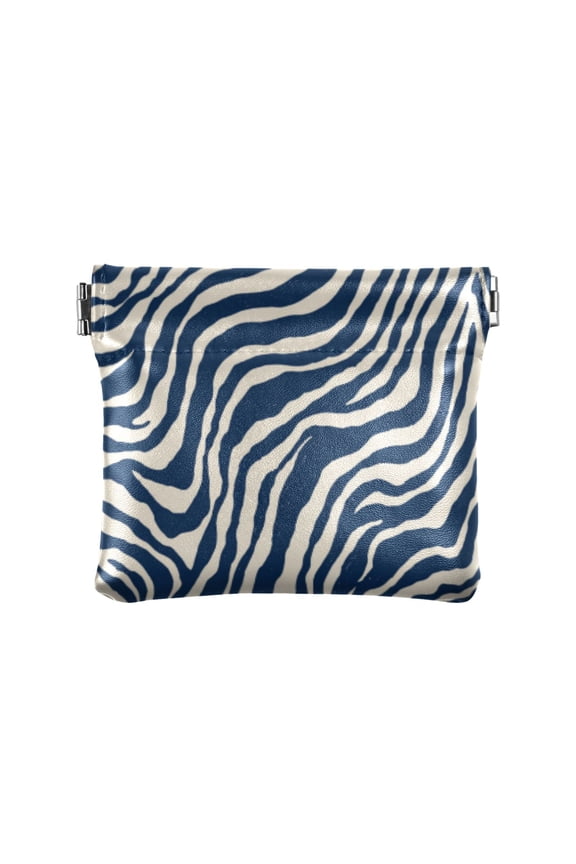 PU leather Coin Purses & Pouches - Wallets Card Cases with RFID Blocking - Slim Money Organizers for Daily Use Digital Blue Zebra Stripes