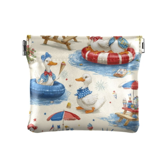 PU leather Coin Purses & Pouches - Wallets Card Cases with RFID Blocking - Slim Money Organizers for Daily Use Duck Amusement Park