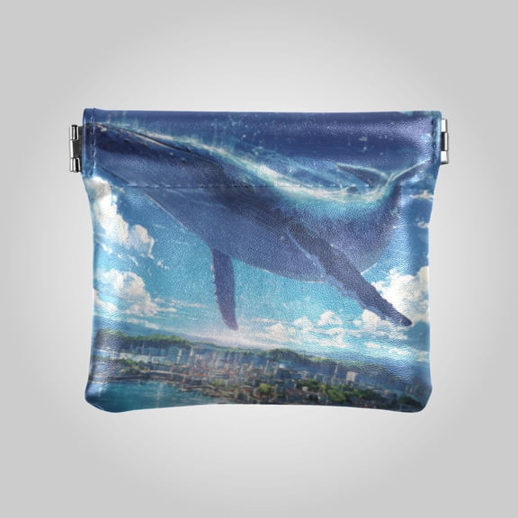 PU leather Coin Purses & Pouches - Wallets Card Cases with RFID Blocking - Slim Money Organizers for Daily Use Magic Blue Whale