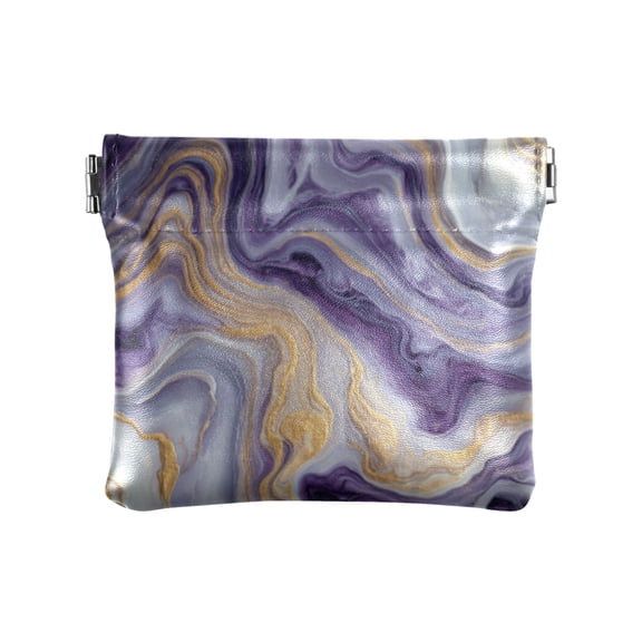 PU leather Coin Purses & Pouches - Wallets Card Cases with RFID Blocking - Slim Money Organizers for Daily Use Purple Marble Pattern