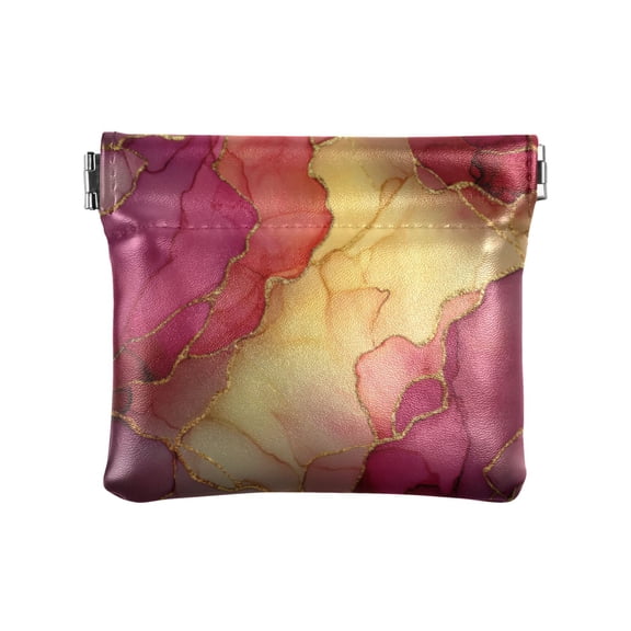 PU leather Coin Purses & Pouches - Wallets Card Cases with RFID Blocking - Slim Money Organizers for Daily Use Red Marble Pattern