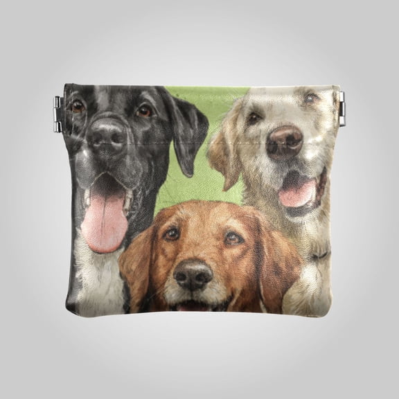 PU leather Coin Purses & Pouches - Wallets Card Cases with RFID Blocking - Slim Money Organizers for Daily Use Three Friendly Dogs