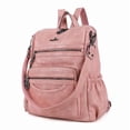 thumbnail image 1 of PU leather backpack for women casual retro leather hiking large capacity travel bag shoulder bag, 1 of 5