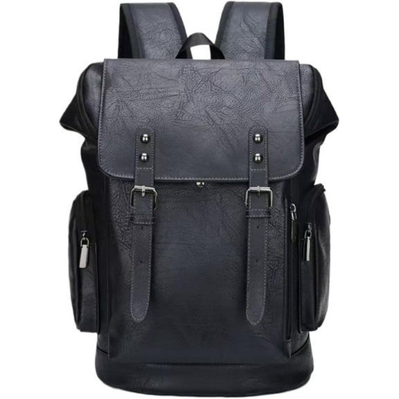 PU leather casual backpack 15.6 inches travel college work backpack business laptop backpack multi-pocket schoolbag