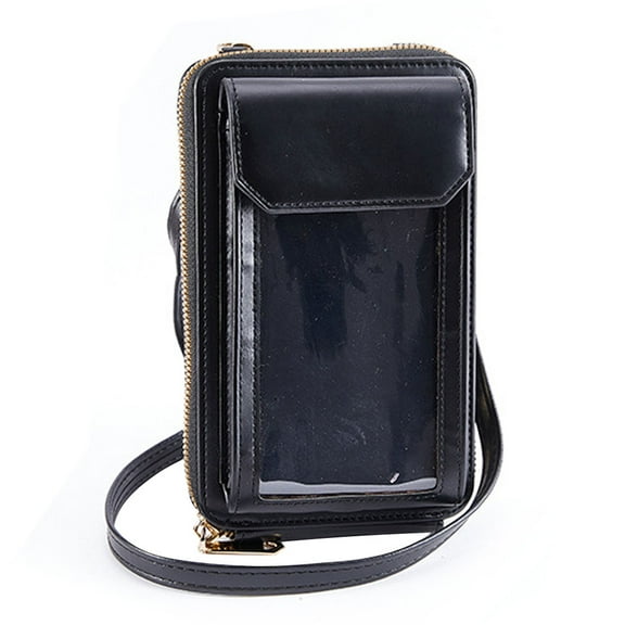 PU mobile phone bag touch-screen mobile phone packaging mobile phone small bag fashion change bag-black