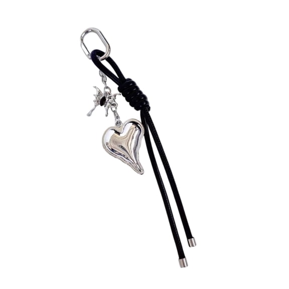 PU1eatherBraided Rope Keyring Charm Heart Keychain Embellishment Stylish Gift