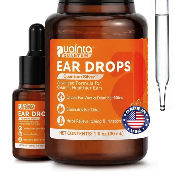 PUAINTA Ear Cleaner for Dogs, Quantum Silver Ear Solution for Wax & Odor, 1 oz