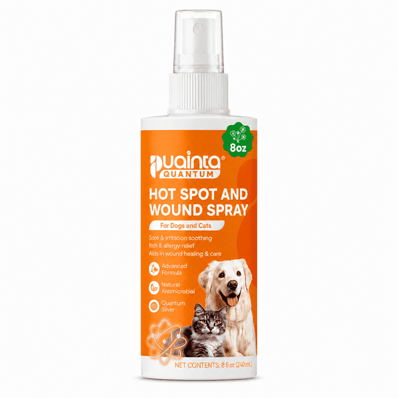 PUAINTA Hot Spot and Itch Relief Spray for Dogs and Cats, Quantum Silver Skin Care, 8 oz