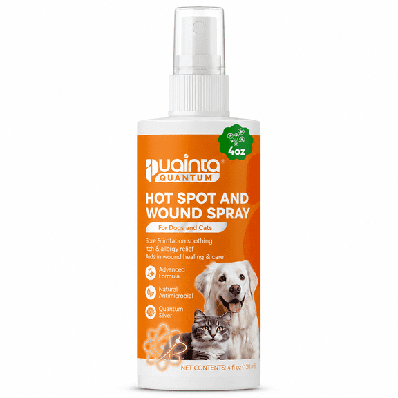 PUAINTA Hot Spot and Itch Relief Spray for Dogs and Cats, Quantum Silver Skin Care, 4 oz
