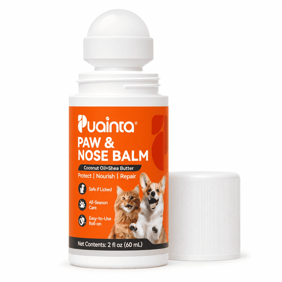 PUAINTA Dog Paw Balm & Nose Balm, Moisturizing Roller Ball for Dry Cracked Paws, Unscented, 2 oz