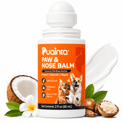 PUAINTA Dog Paw Balm for Dry Cracked Paws & Nose, Moisturizing Paw Protector with Coconut Oil & Shea Butter, Lick-Safe Roller Ball Formula, 2 oz