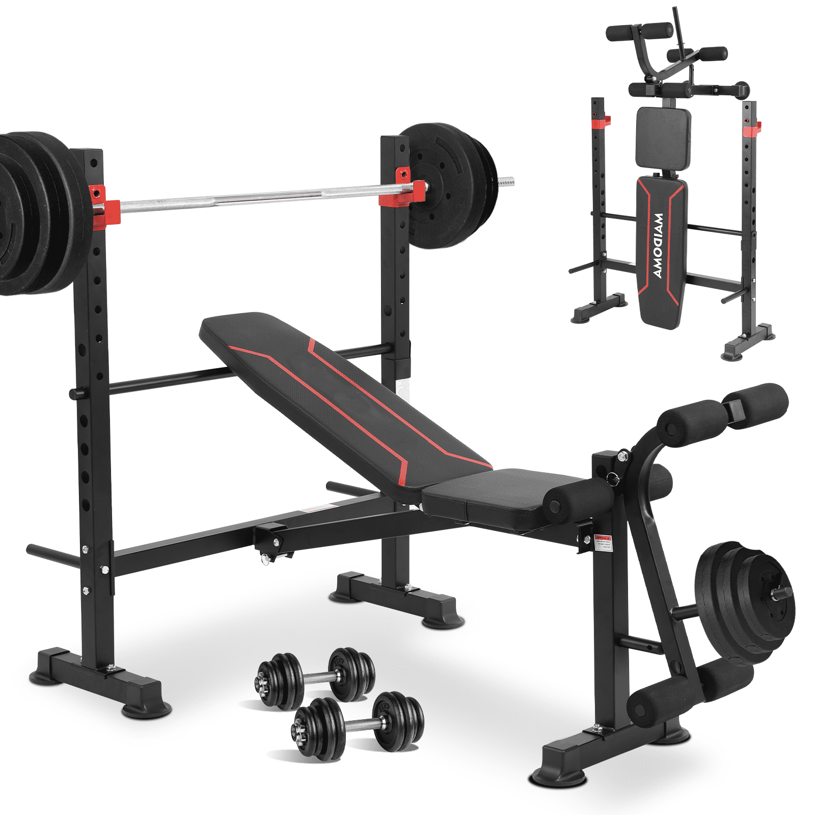 PUATUL 750LBS All in One Weight Bench Set with Squat Rack,  Adjustable  Bench press with Leg Developer,  Fitness Strength Training Workout Bench for Home Gym.