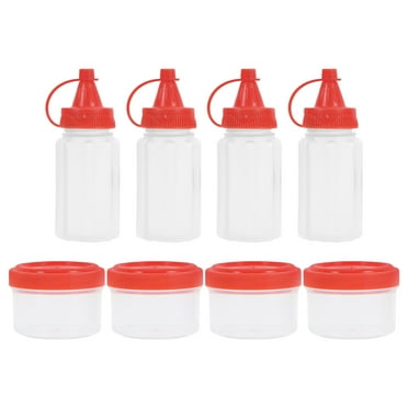 HONMEET Red Plastic Mini Sauce Containers Round Squeeze Condiment Bottles 1 Set