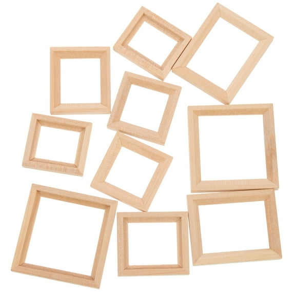 Set of 10 Solid Wood Mini Photo Frames for Crafts, Dollhouse Decor, Jewelry Display, Small Picture Frame Accessories