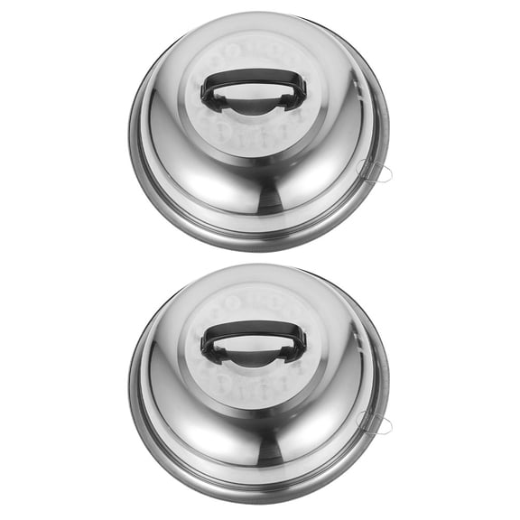 HONMEET 2 Pcs Stainless Steel Anti Scald Pot Covers Silver 11.2×11.2×3.5in