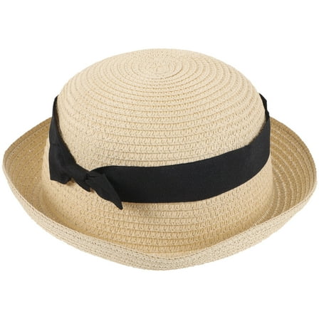 HONMEET Beige Dome Straw Hat Outdoor Travel Sun Cap Lightweight Breathable