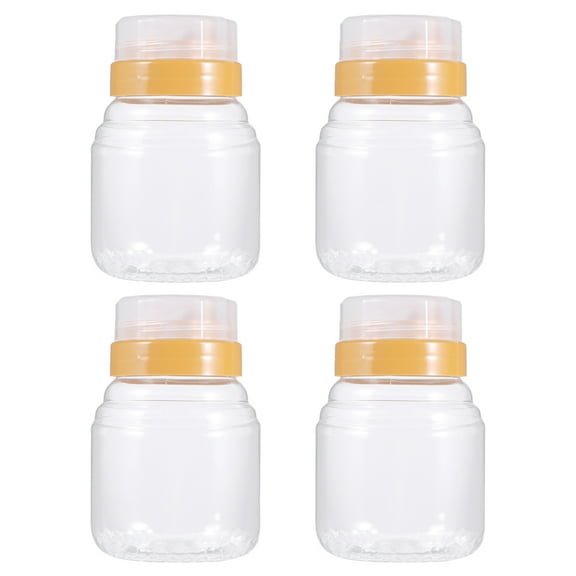 HONMEET Clear Plastic Honey Squeeze Bottles 4PCS Transparent Reusable Dispensing Containers for Kitchen