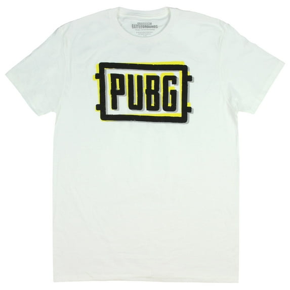 PUBG Men's Playerunknown's Battlegrounds Logo Video Game T-Shirt (White Logo, Medium)