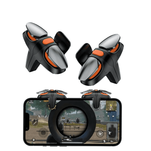 PUBG Mobile Trigger Game Controller 4 Triggers L1R1 L2R2, Gaming Joystick Gamepad Compatible with Mobile Phone Android iPhone iOS ,Compatible with 3-15mm thick phone