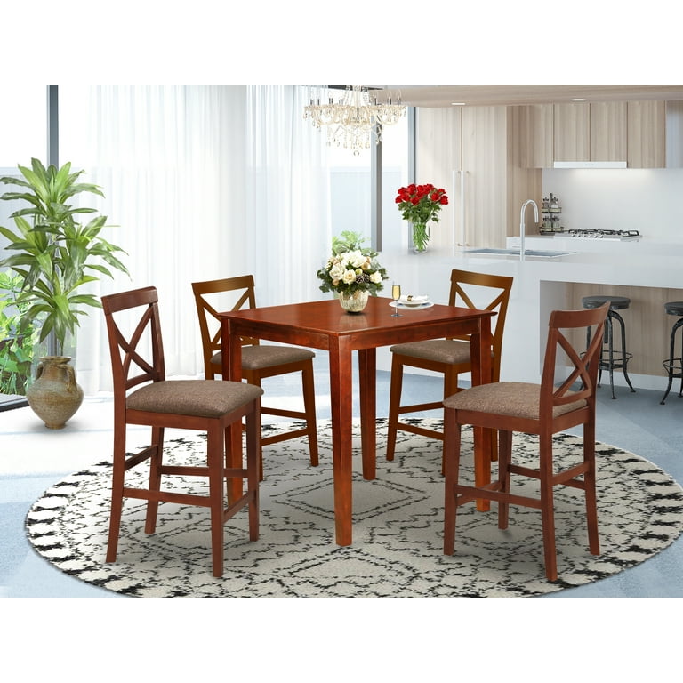 PUBS5 BRN C 5 Pc counter height Dining set gathering Table and 4 counter height Chairs