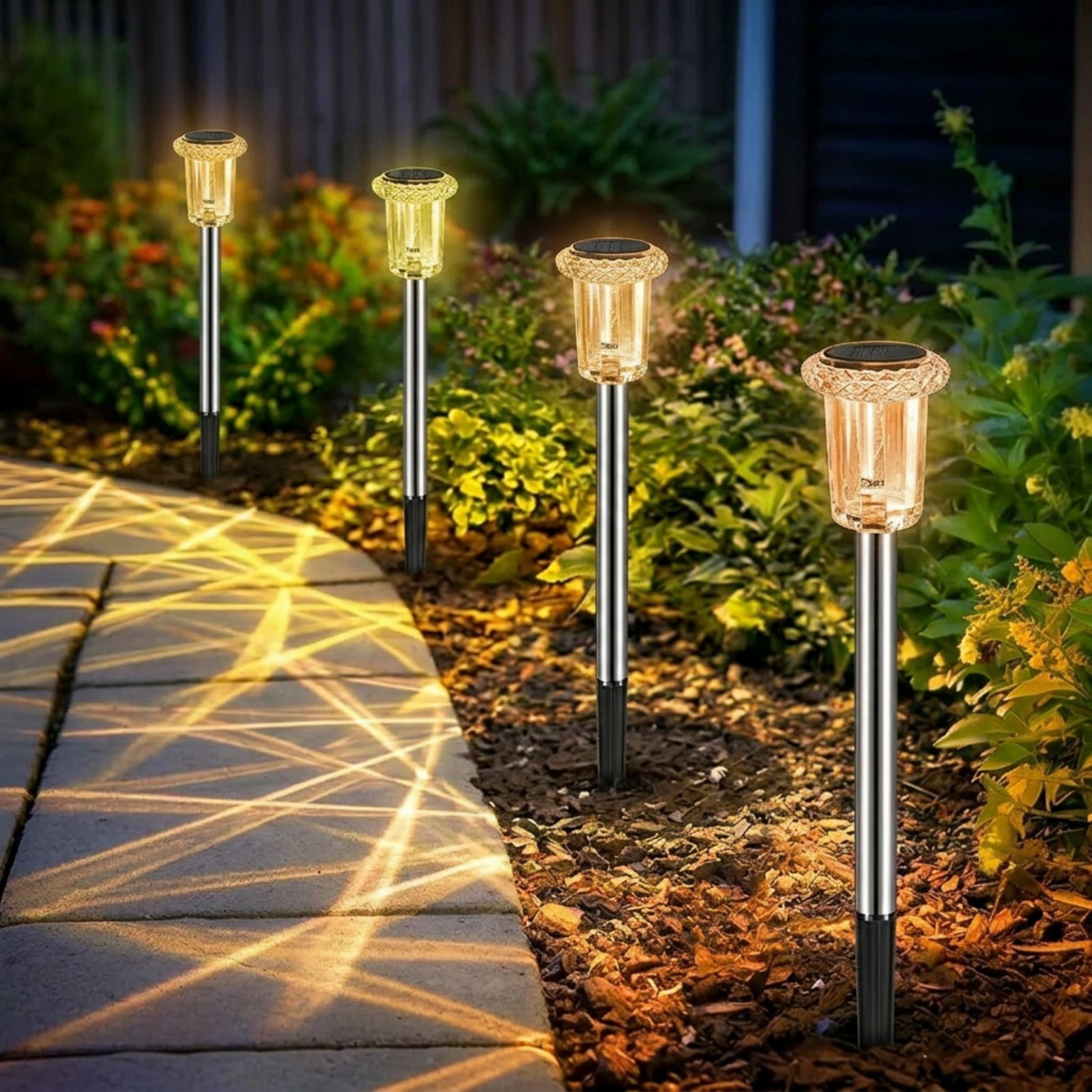 PUCACHI Solar Lights Outdoor, 10-Pack Garden Lights, Waterproof Decorative Lights for Yard Garden Walkway Driveway, Warm White