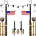 thumbnail image 1 of PUCACHI 2-Pack 10ft Outdoor String Light Poles for Patio, Deck, Backyard - Heavy-Duty Metal Poles with Fork Brackets, Weather-Resistant & Adjustable Height - Easy Installation (Black Finish), 1 of 11