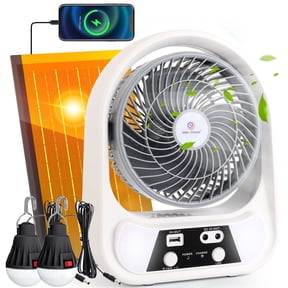 PUCACHI 8-inch Solar Camping Fan + LED Lantern - Solar/USB-C Dual Charging, Emergency Use
