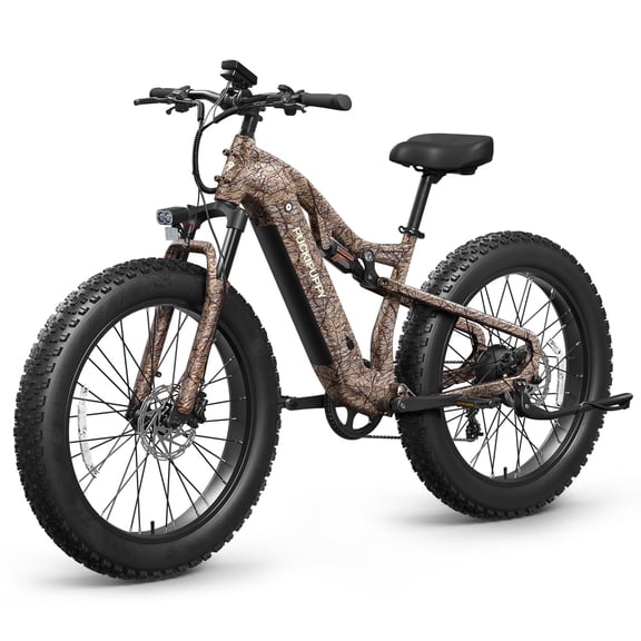 PUCKIPUPPY Electric Bikes for Adults 28 mph 1350W Peak 26" Fat Tire E Bike 80 Miles Range Ebike 48V 20AH Battery Full Suspension E-Bike 8 Speed E Mountain Bike Torque Sensor,Comply with UL2849 by SGS