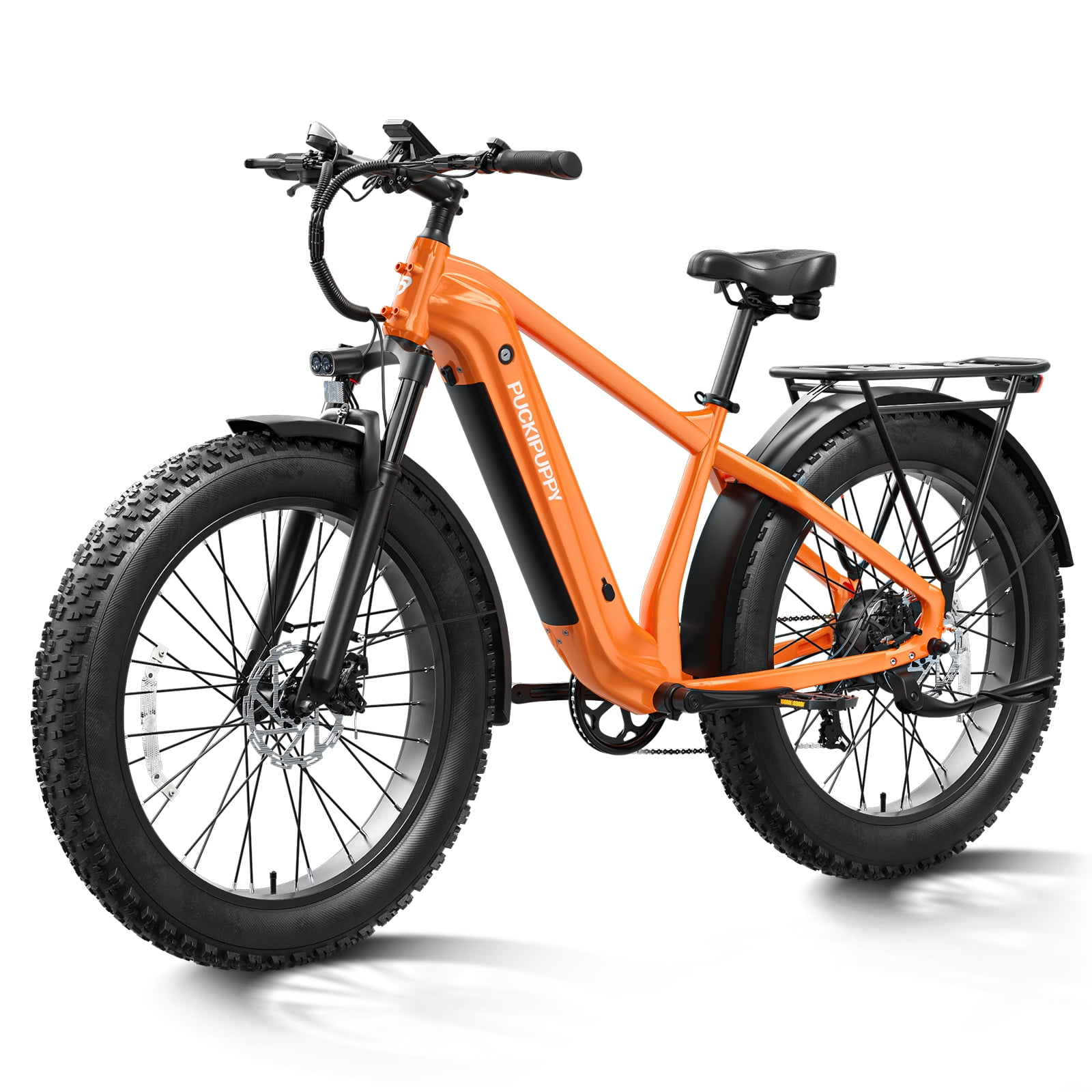 PUCKIPUPPY Electric Bike for Adults 28mph Top Speed 60Miles Max Range 960W Peak 26" Fat Tire Electric Mountain Bike 48V 15AH Removable Battery Ebike 7 Speed off Road E Bike, Comply with UL2849 By SGS