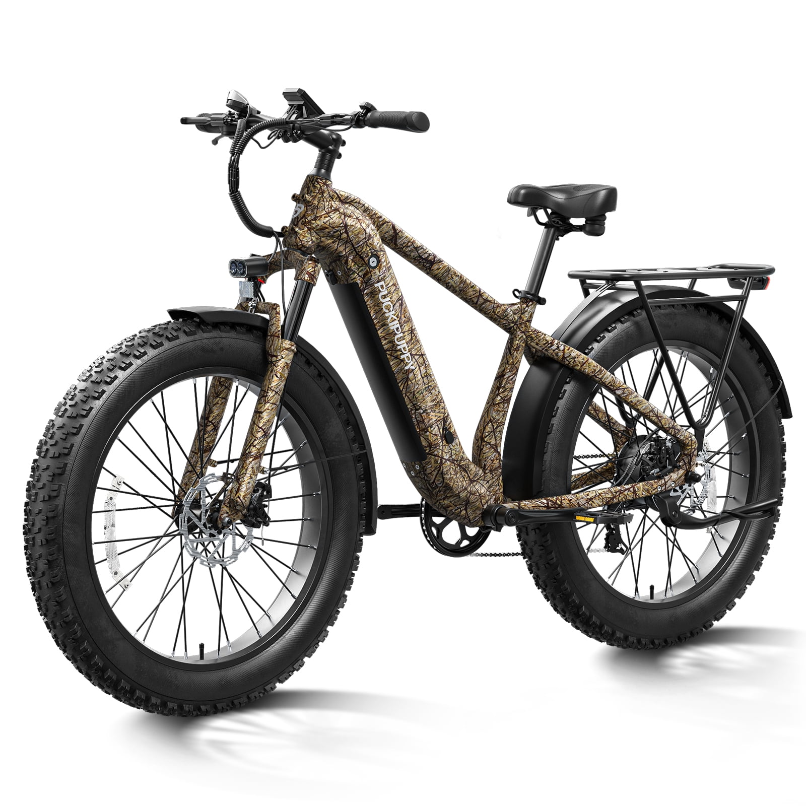PUCKIPUPPY Electric Bike for Adults 28mph Top Speed 60Miles Max Range 960W Peak 26" Fat Tire Electric Mountain Bike 48V 15AH Removable Battery Ebike 7 Speed off Road E Bike, Comply with UL2849 By SGS