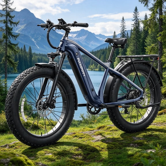 PUCKIPUPPY Electric Bike for Adults 28mph Top Speed 60Miles Max Range 960W Peak 26" Fat Tire Electric Mountain Bike 48V 15AH Removable Battery Ebike 7 Speed off Road E Bike, Comply with UL2849 By SGS