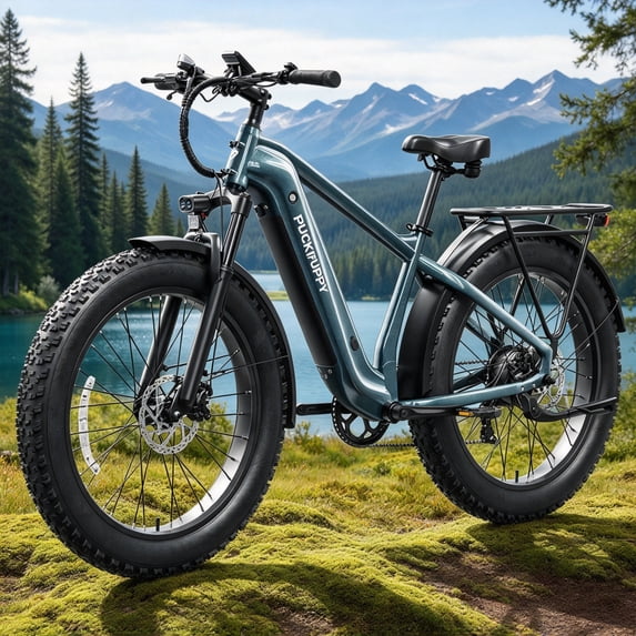 PUCKIPUPPY Electric Bike for Adults 28mph Top Speed 60Miles Max Range 960W Peak 26" Fat Tire Electric Mountain Bike 48V 15AH Removable Battery Ebike 7 Speed off Road E Bike, Comply with UL2849 By SGS