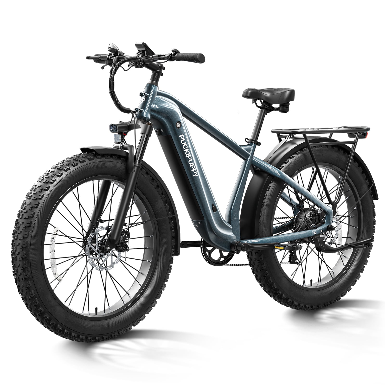 PUCKIPUPPY Electric Bike for Adults 28mph Top Speed 60Miles Max Range 960W Peak 26" Fat Tire Electric Mountain Bike 48V 15AH Removable Battery Ebike 7 Speed off Road E Bike, Comply with UL2849 By SGS
