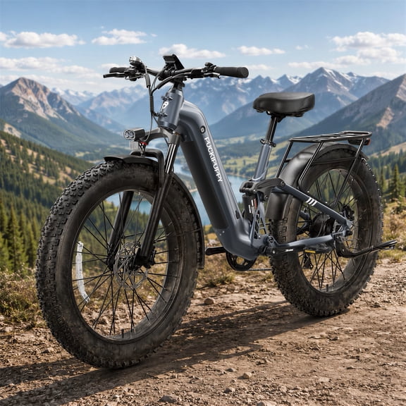 PUCKIPUPPY Electric Bikes for Adults 26" Step-Thru Ebikes 960W Peak Motor 80Miles Range 28mph Max Speed 48V 20AH Battery Full Suspension Fat Tire Mountain E Bike 7 Speed, Comply with UL2849 By SGS