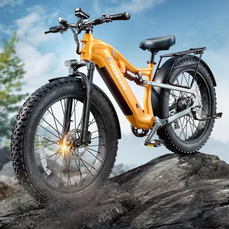 PUCKIPUPPY Labrador Pro Electric Bike for Adults 1350W, 48V 20AH Battery Adult Electric Bicycles,26" Fat Tire Full Suspension Ebike,28MPH Mountain Beach E Bike,8 Speed,UL2849 Compliant