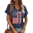 thumbnail image 1 of PUCKOLITY We The People 1776 Shirts for Women Fourth of July T-Shirts USA Flag Shirt Patriotic Graphic V-Neck Tee Tops(M,1 Navy Blue), 1 of 1