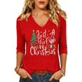 thumbnail image 1 of PUCKOLITY Women Christmas Shirt Funny Xmas Tree Graphic Tee Tops(S,2 Red), 1 of 1