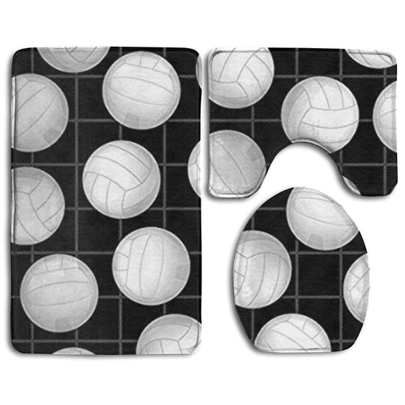 PUDMAD 3 Piece Bathroom Rugs Set Bath Rug Contour Mat and Toilet Lid Cover