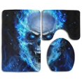 thumbnail image 1 of PUDMAD 3D Blue Skull 3 Piece Bathroom Rugs Set Bath Rug Contour Mat and Toilet Lid Cover, 1 of 2