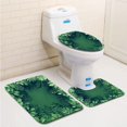 thumbnail image 1 of PUDMAD 3D Render Tropical Paper Leaves Scene Jungle Frame 3 Piece Bathroom Rugs Set Bath Rug Contour Mat and Toilet Lid Cover, 1 of 2