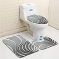 thumbnail image 1 of PUDMAD 3D Rendering Curved Abstract on 3 Piece Bathroom Rugs Set Bath Rug Contour Mat and Toilet Lid Cover, 1 of 2
