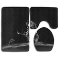 thumbnail image 1 of PUDMAD A Cat Water Sitting Water Looking Jumping Fish 3 Piece Bathroom Rugs Set Bath Rug Contour Mat and Toilet Lid Cover, 1 of 2