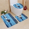 thumbnail image 1 of PUDMAD A Dolphin Leaping Out Water in sea 3 Piece Bathroom Rugs Set Bath Rug Contour Mat and Toilet Lid Cover, 1 of 2