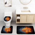 thumbnail image 1 of PUDMAD A Half a Basketball Water Splash and Another in fire 3 Piece Bathroom Rugs Set Bath Rug Contour Mat and Toilet Lid Cover, 1 of 2