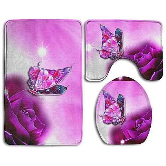 PUDMAD A Magnificent Waterfall 3 Piece Bathroom Rugs Set Bath Rug Contour Mat and Toilet Lid Cover