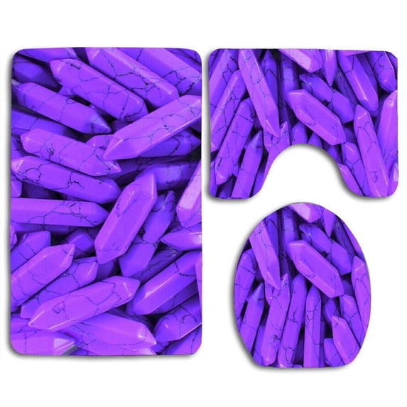 PUDMAD A Spectacular Purple 3 Piece Bathroom Rugs Set Bath Rug Contour Mat and Toilet Lid Cover